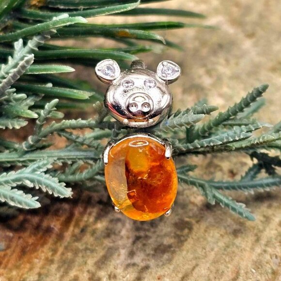 Nature Golden Healer Cute Pig Open Ring - Picture 6 of 10